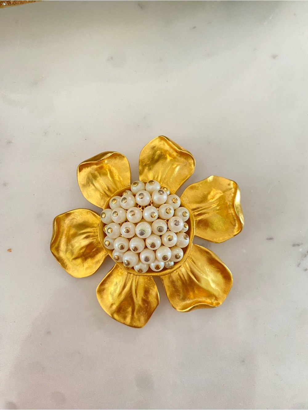 Rare Vintage Givechy Pearl Flower Brooch Pin